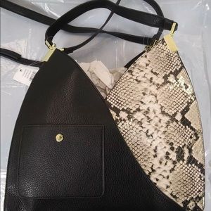 Steve Madden Black Shoulder Bag Purse Snake Skin